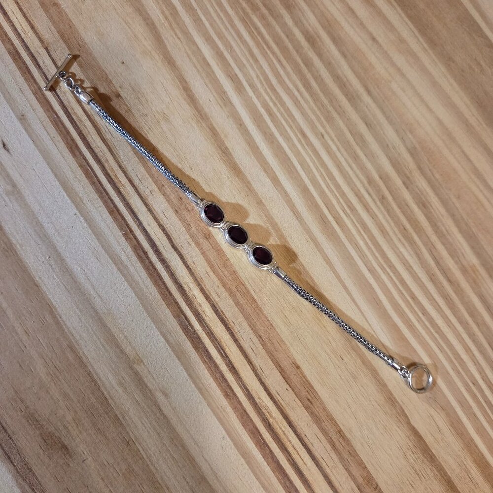 Three Stone Silver Bracelet